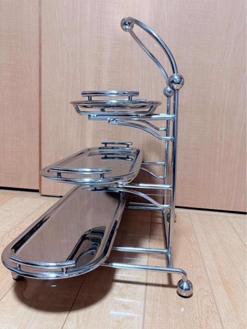 [中古 長期保管] ＵＫ１８-８ ３段 小判 ケーキスタンド ビュッフェ
