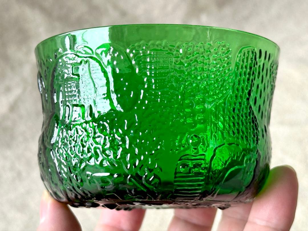 nuutajarvi Fauna(グリーン)ボウル(9.5cm)2つセット