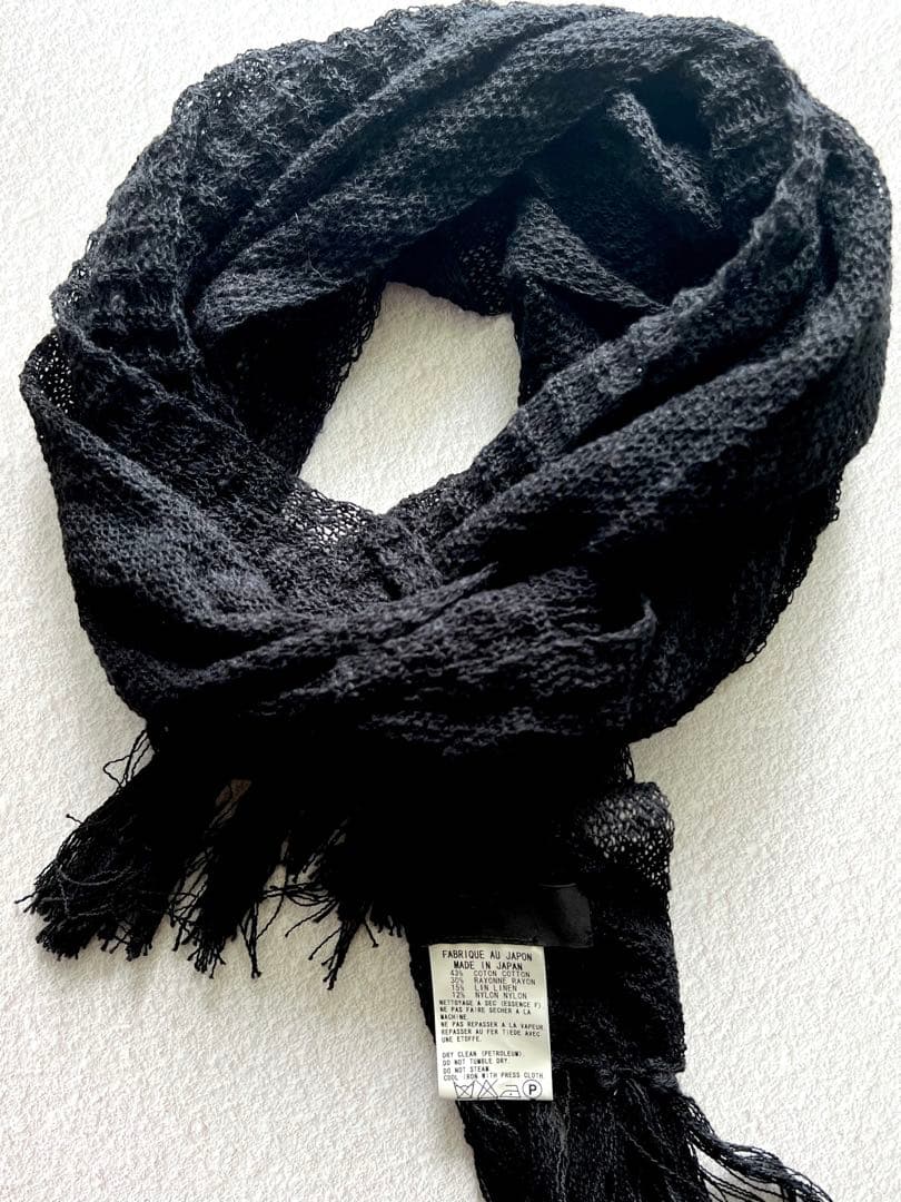 入手困難ヨウジヤマモト　ワイズY's ブラックフリンジストール　マフラー