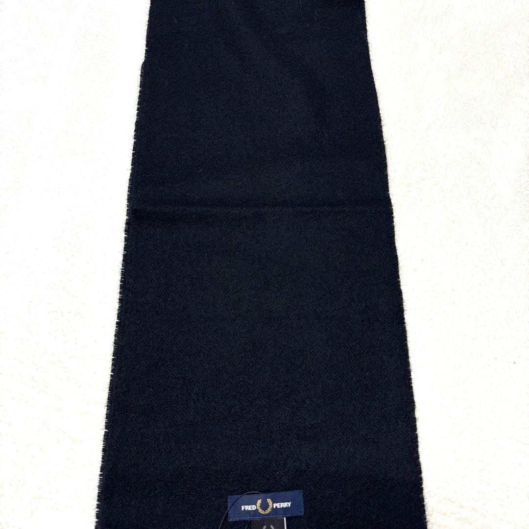新品未使用 フレッドペリー マフラー 羊毛100% ブラック ユニセックス 秋冬