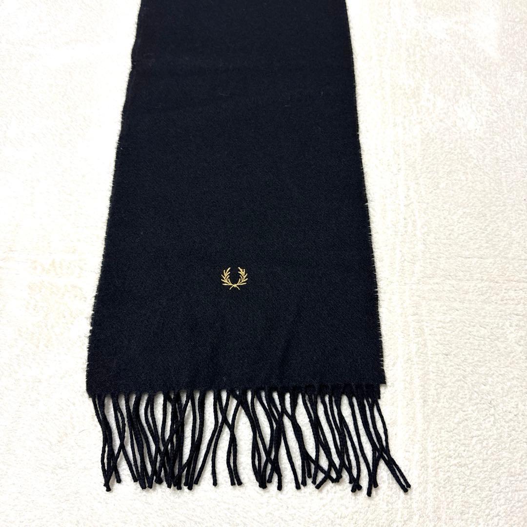 新品未使用 フレッドペリー マフラー 羊毛100% ブラック ユニセックス 秋冬