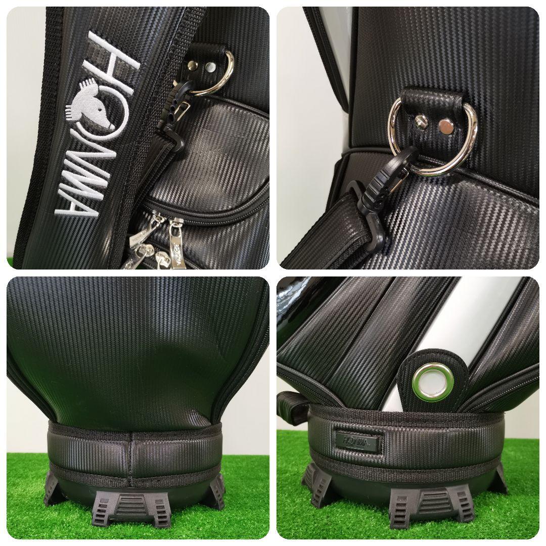 【美品】HONMA ホンマ モグラ ロゴ キャディバッグ ゴルフバッグ 黒/白