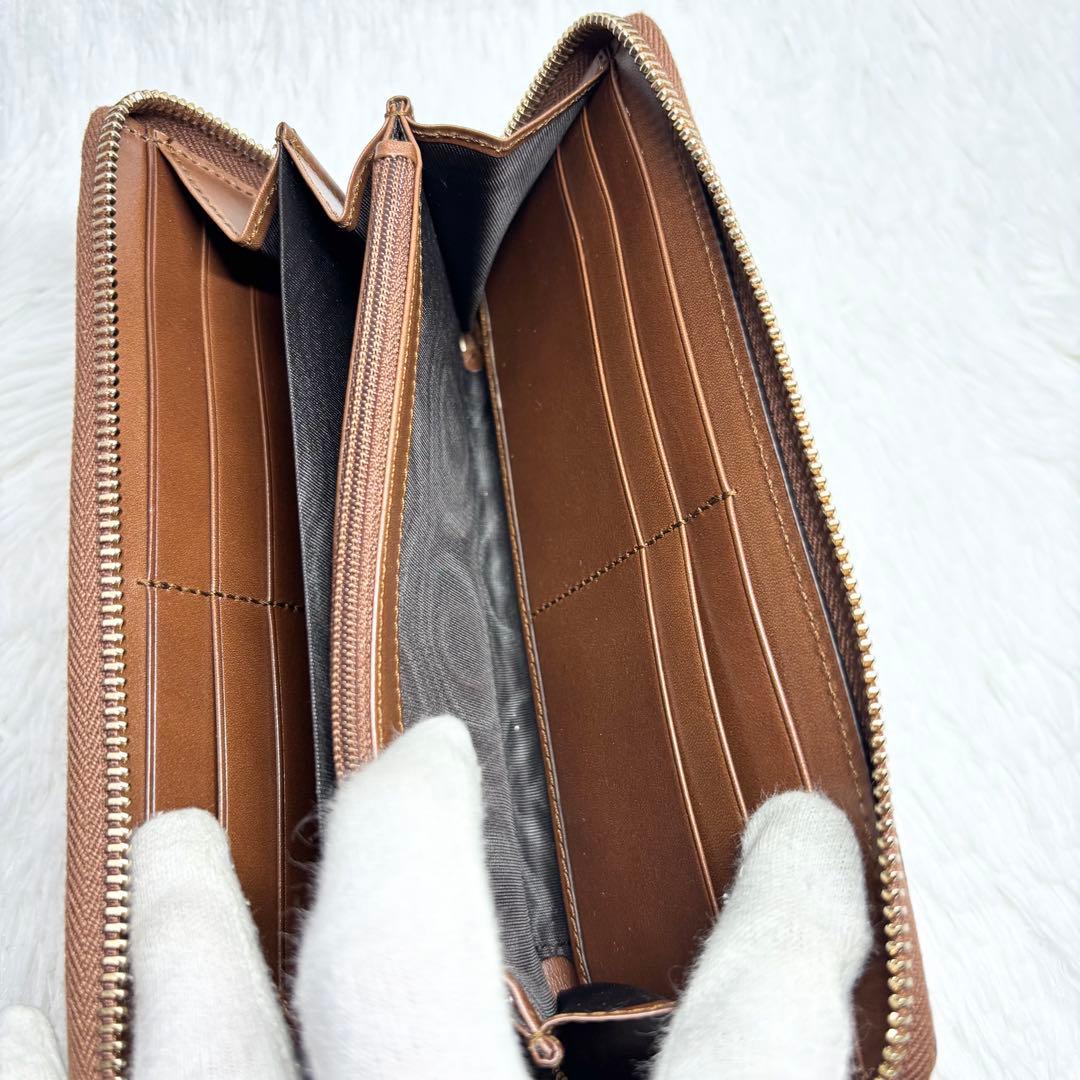 ✨訳あり美品✨ グッチ GGスプリーム ラウンドジップ 長財布 PVC ブラウン