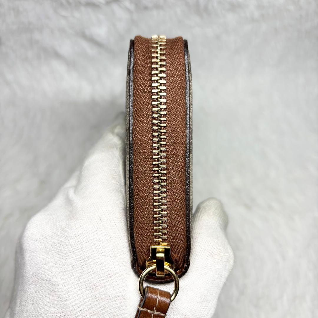 ✨訳あり美品✨ グッチ GGスプリーム ラウンドジップ 長財布 PVC ブラウン