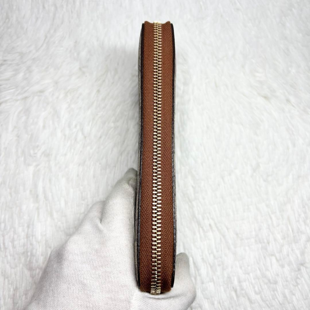 ✨訳あり美品✨ グッチ GGスプリーム ラウンドジップ 長財布 PVC ブラウン