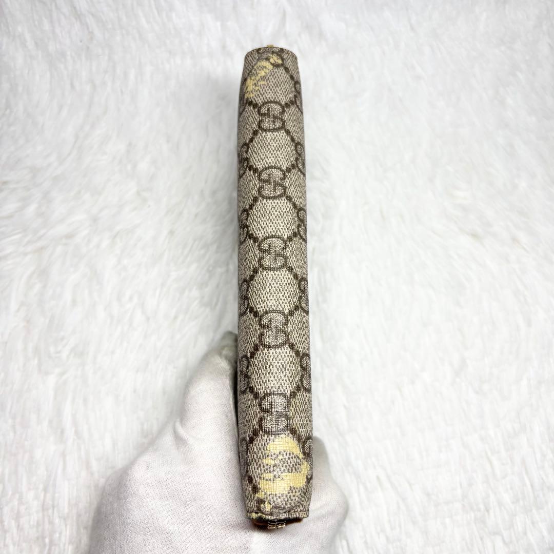 ✨訳あり美品✨ グッチ GGスプリーム ラウンドジップ 長財布 PVC ブラウン