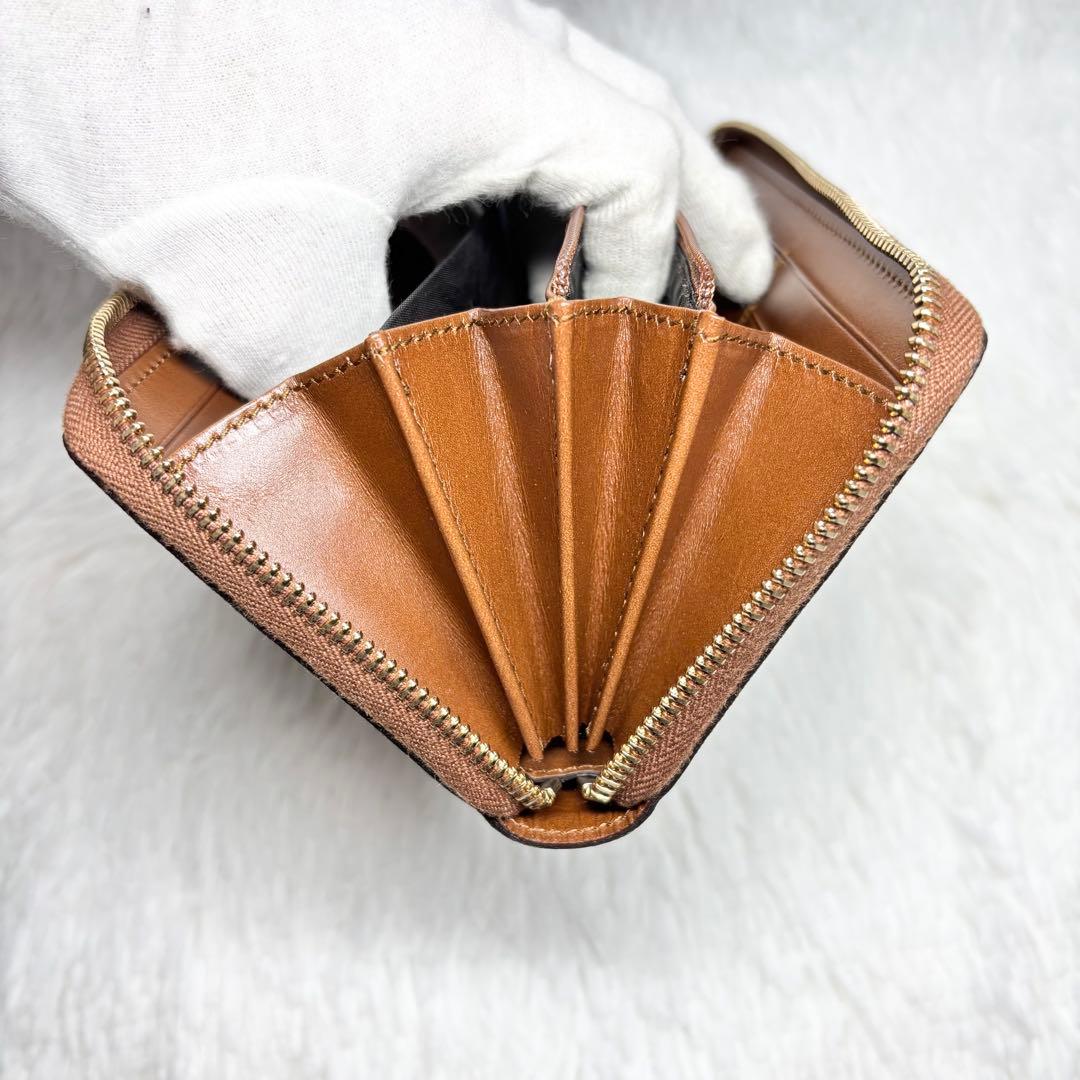 ✨訳あり美品✨ グッチ GGスプリーム ラウンドジップ 長財布 PVC ブラウン