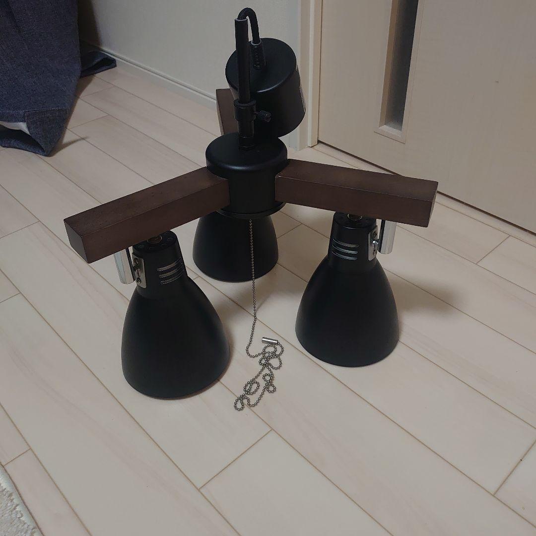 モダン 3灯シーリングライト 黒 木目調