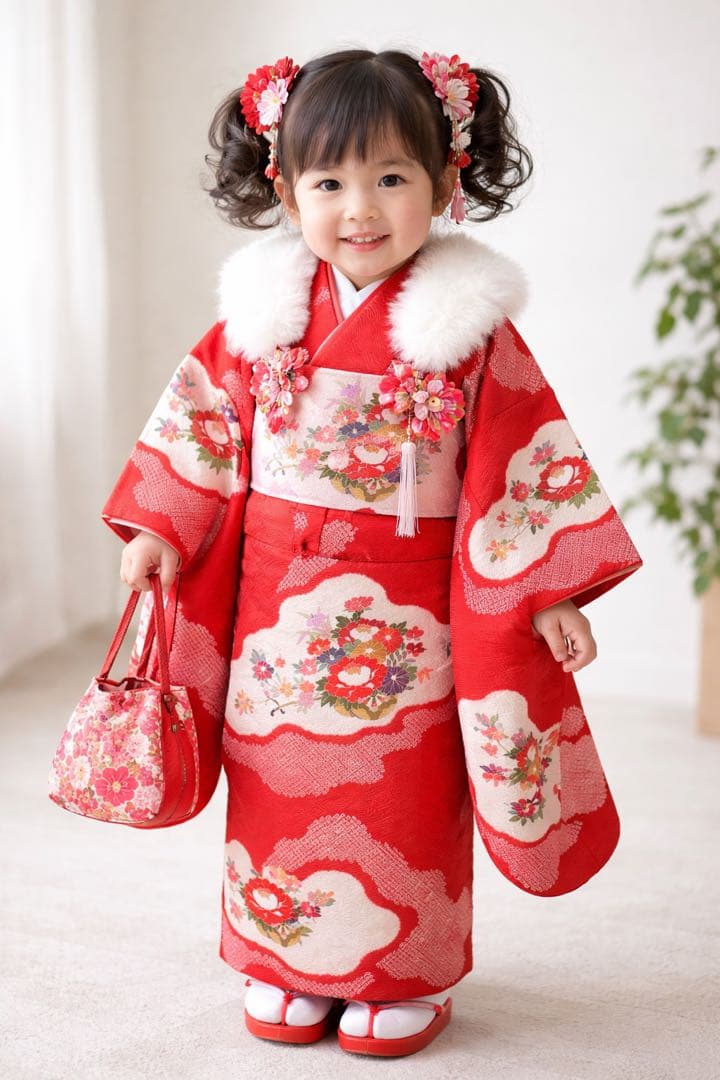 ◎mk-2180　女児　着物　3才　七五三　お宮参り　　1-26