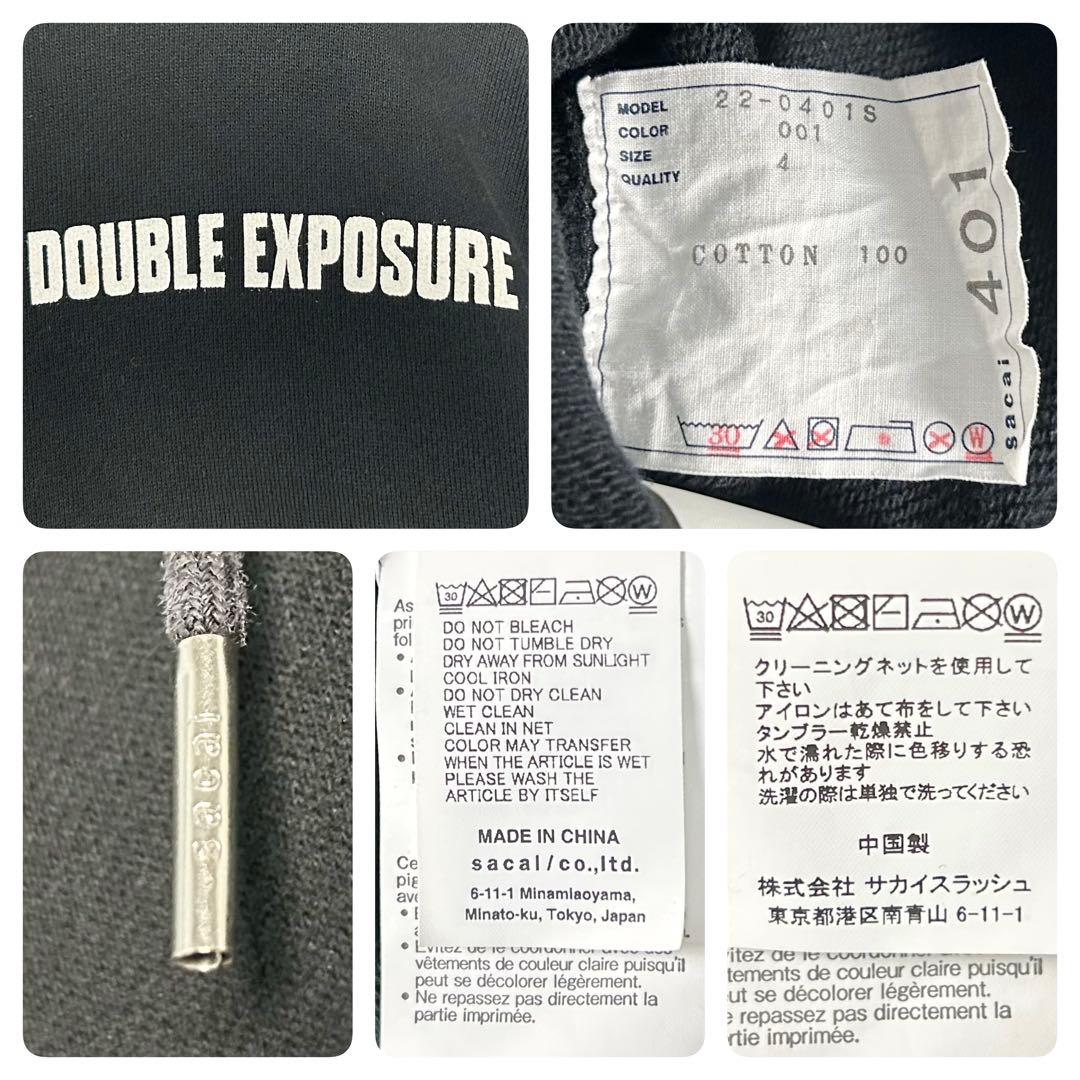 【極美品・XL】サカイ 22SS 両面ロゴ プルオーバー パーカー ブラック 黒