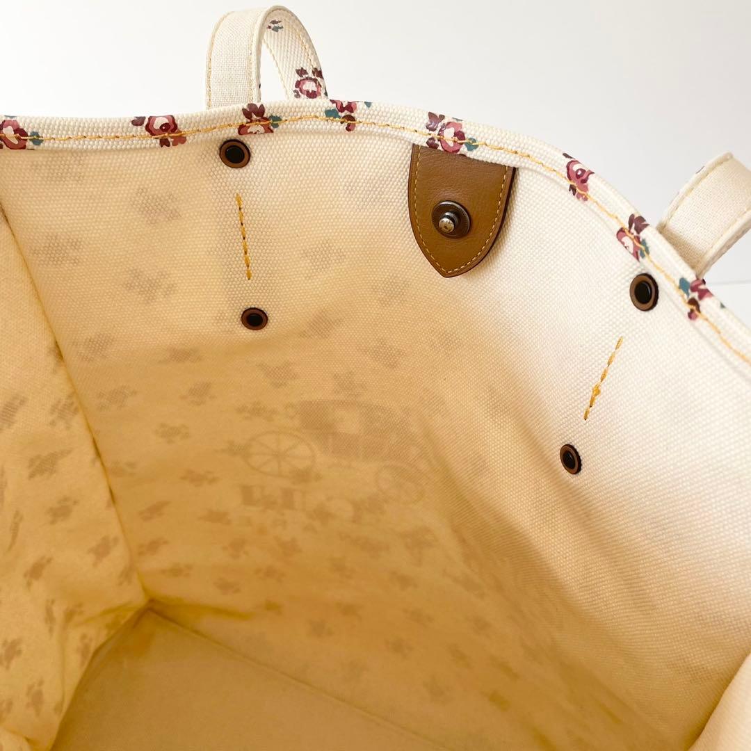 【極美品】COACH トートバッグ 花柄 ホース アンド キャリッジ 馬車 A4