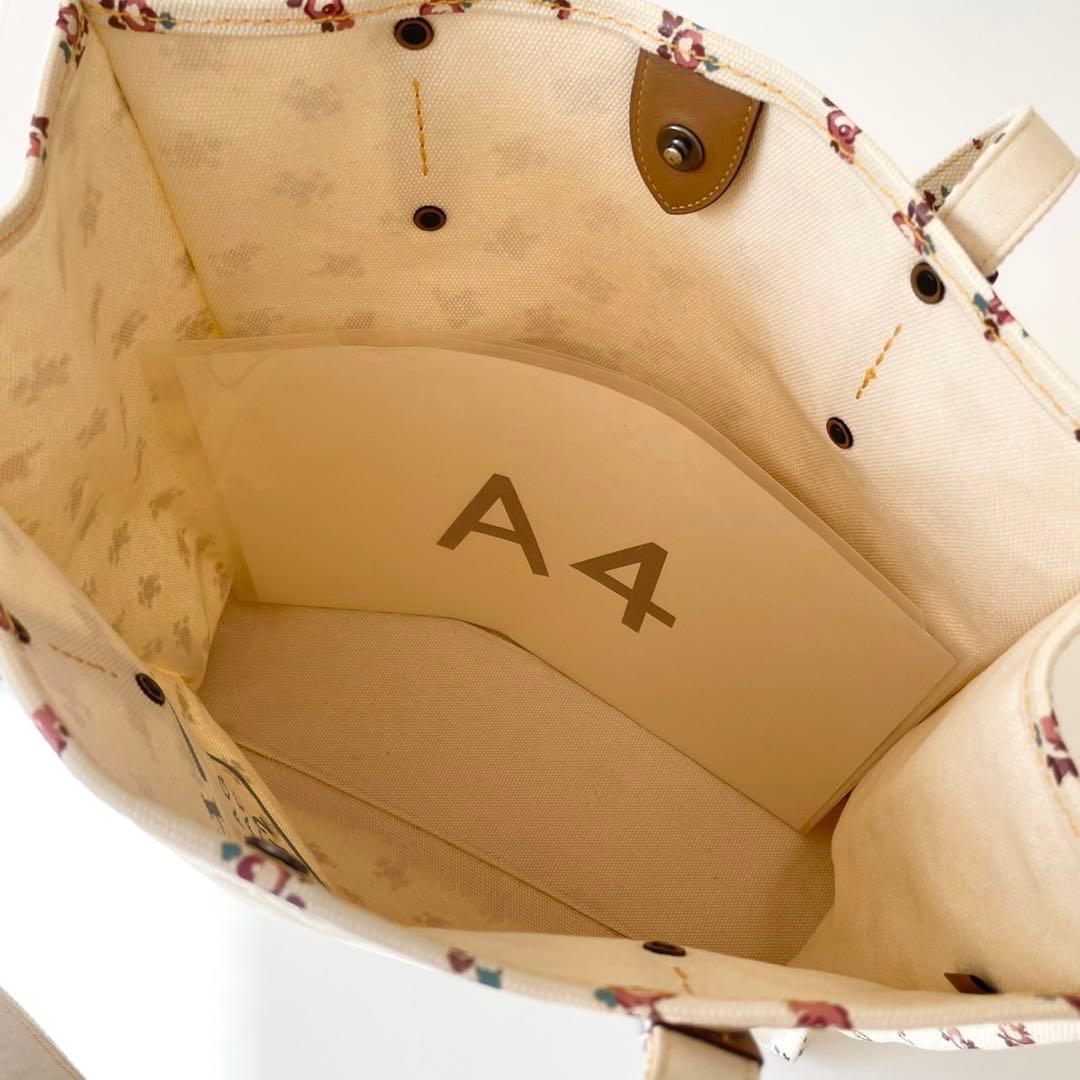 【極美品】COACH トートバッグ 花柄 ホース アンド キャリッジ 馬車 A4