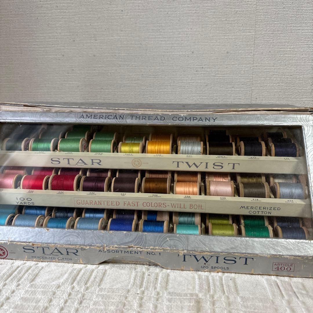 USA ビンテージ　販売促進　糸什器　糸ケースと糸　セット