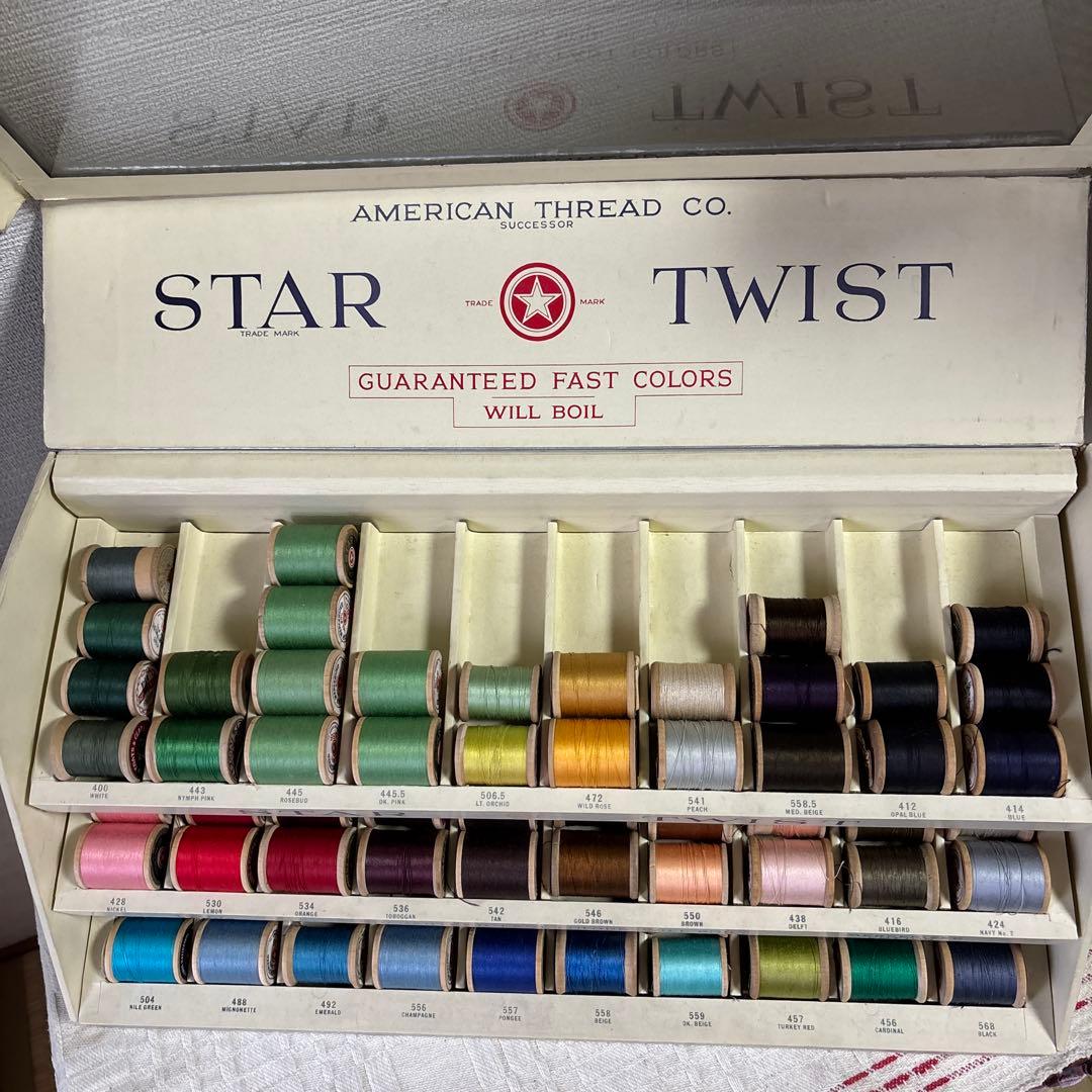 USA ビンテージ　販売促進　糸什器　糸ケースと糸　セット