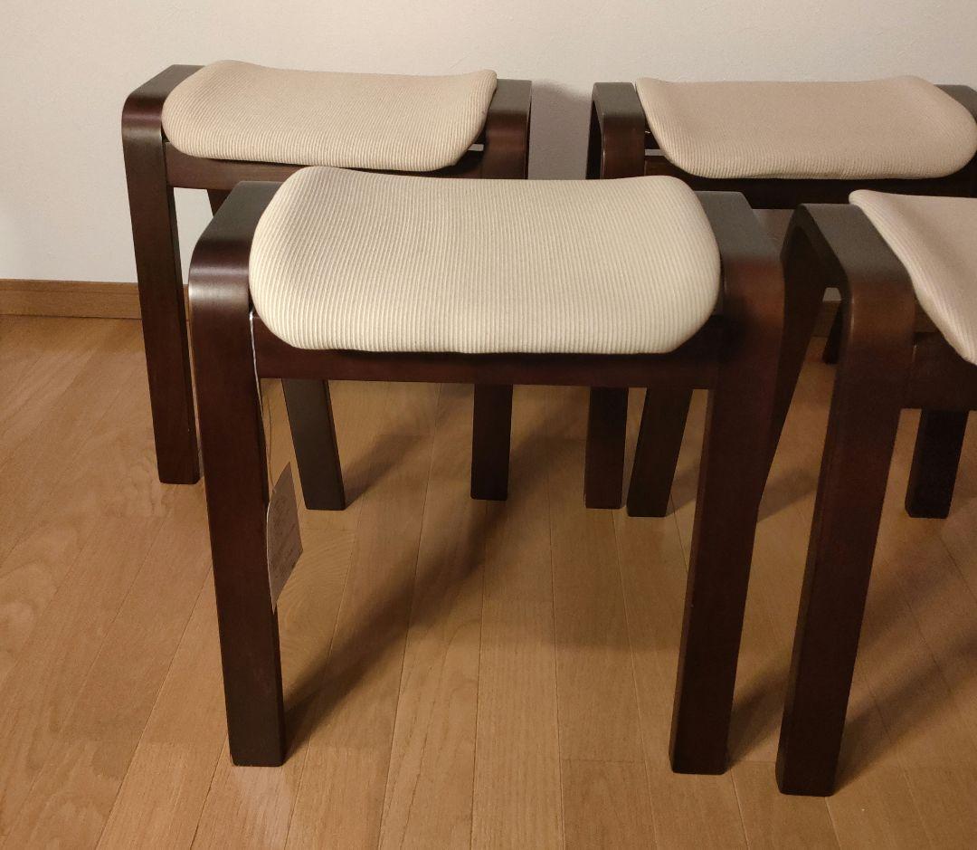 三聖 曲木スツール 木製 スタッキングチェア 4脚セット まとめ売り