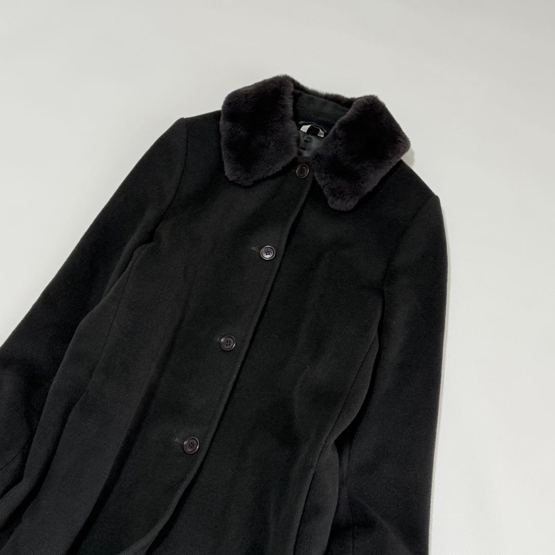 マックスマーラ ファー襟付き ウールカシミヤ ロングコート XL イタリア製