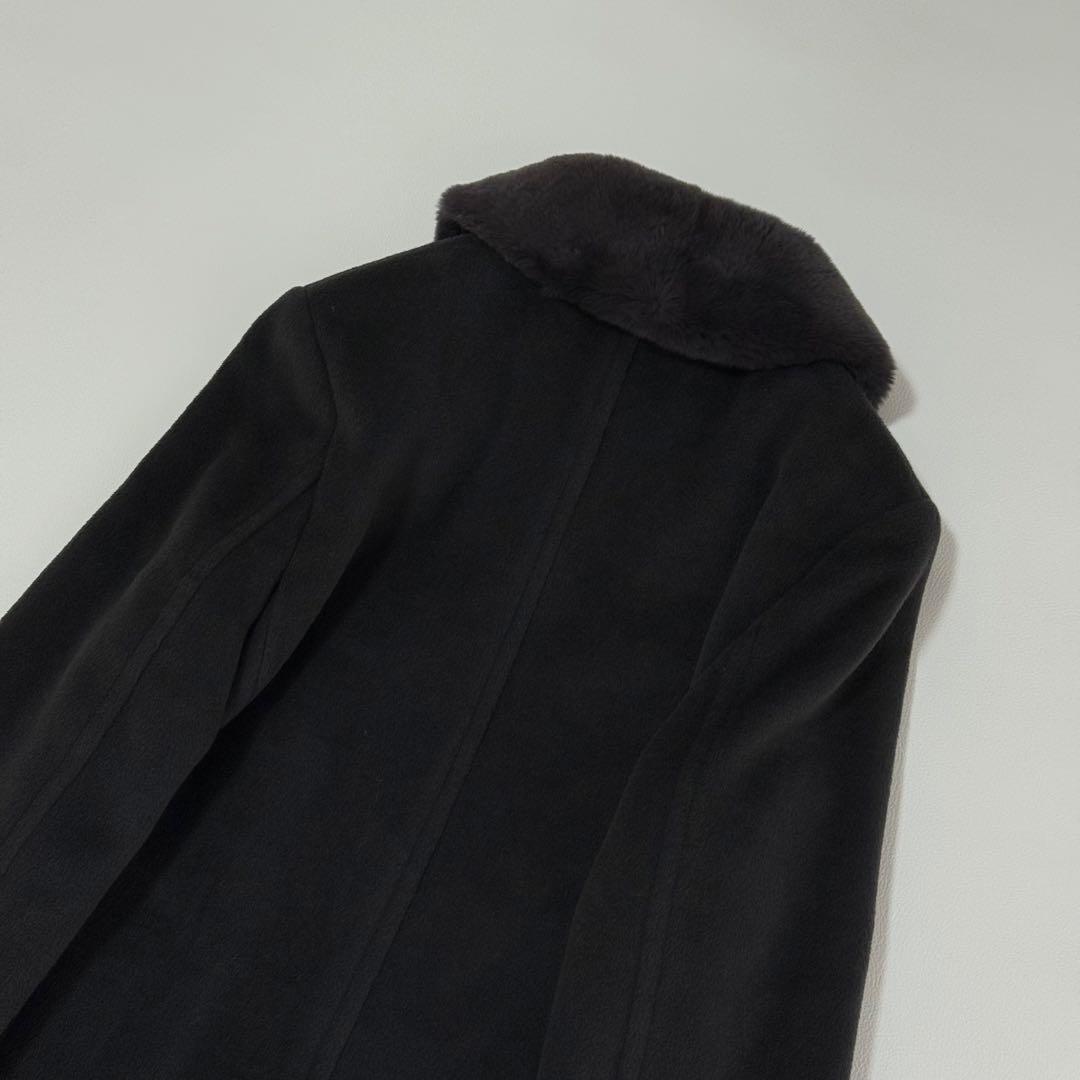 マックスマーラ ファー襟付き ウールカシミヤ ロングコート XL イタリア製