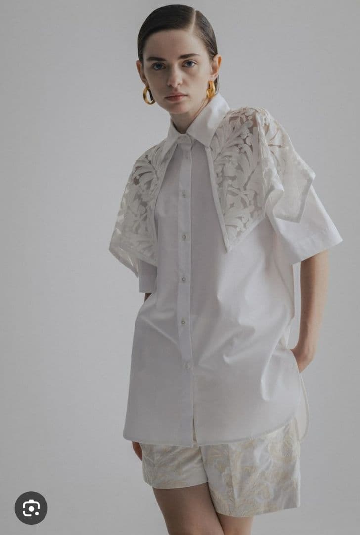 も*も様 新品タグ付 CINOH SUPIMA ハーフスリーブケープシャツ