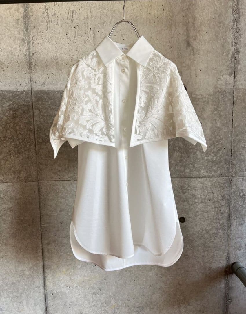 も*も様 新品タグ付 CINOH SUPIMA ハーフスリーブケープシャツ