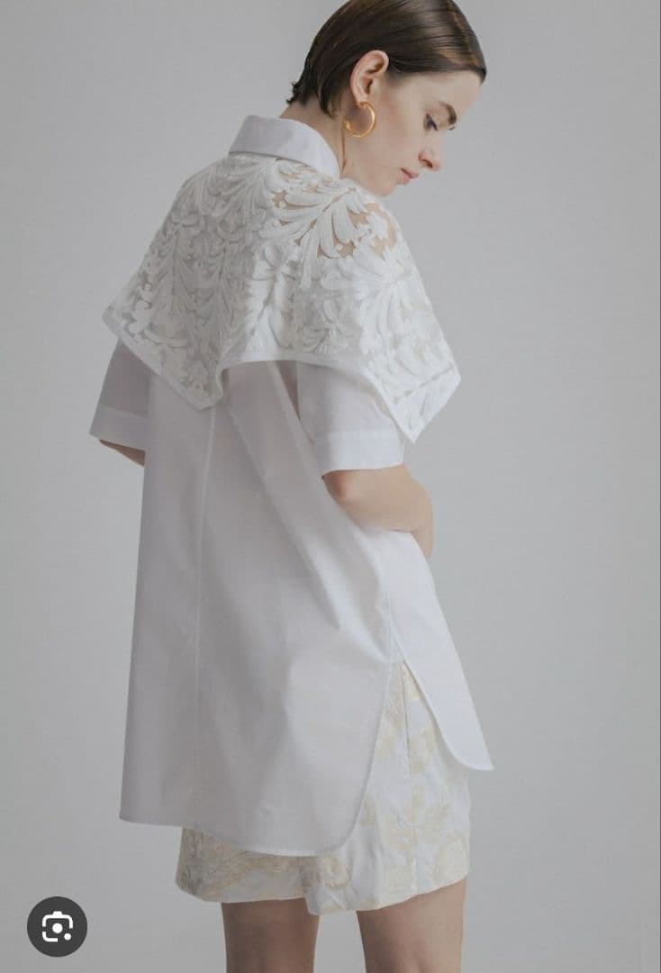 も*も様 新品タグ付 CINOH SUPIMA ハーフスリーブケープシャツ