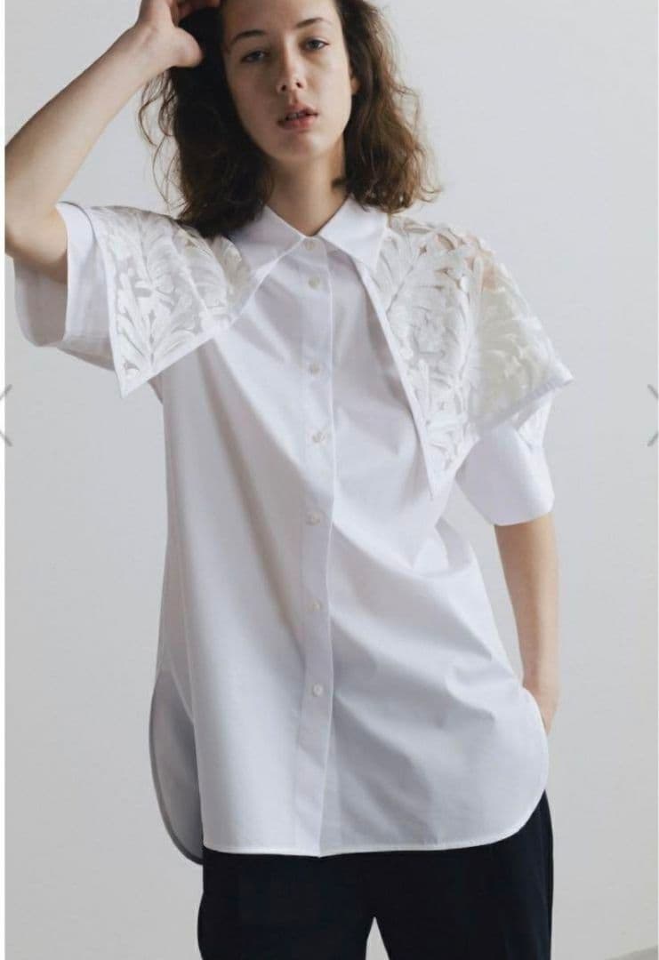 も*も様 新品タグ付 CINOH SUPIMA ハーフスリーブケープシャツ