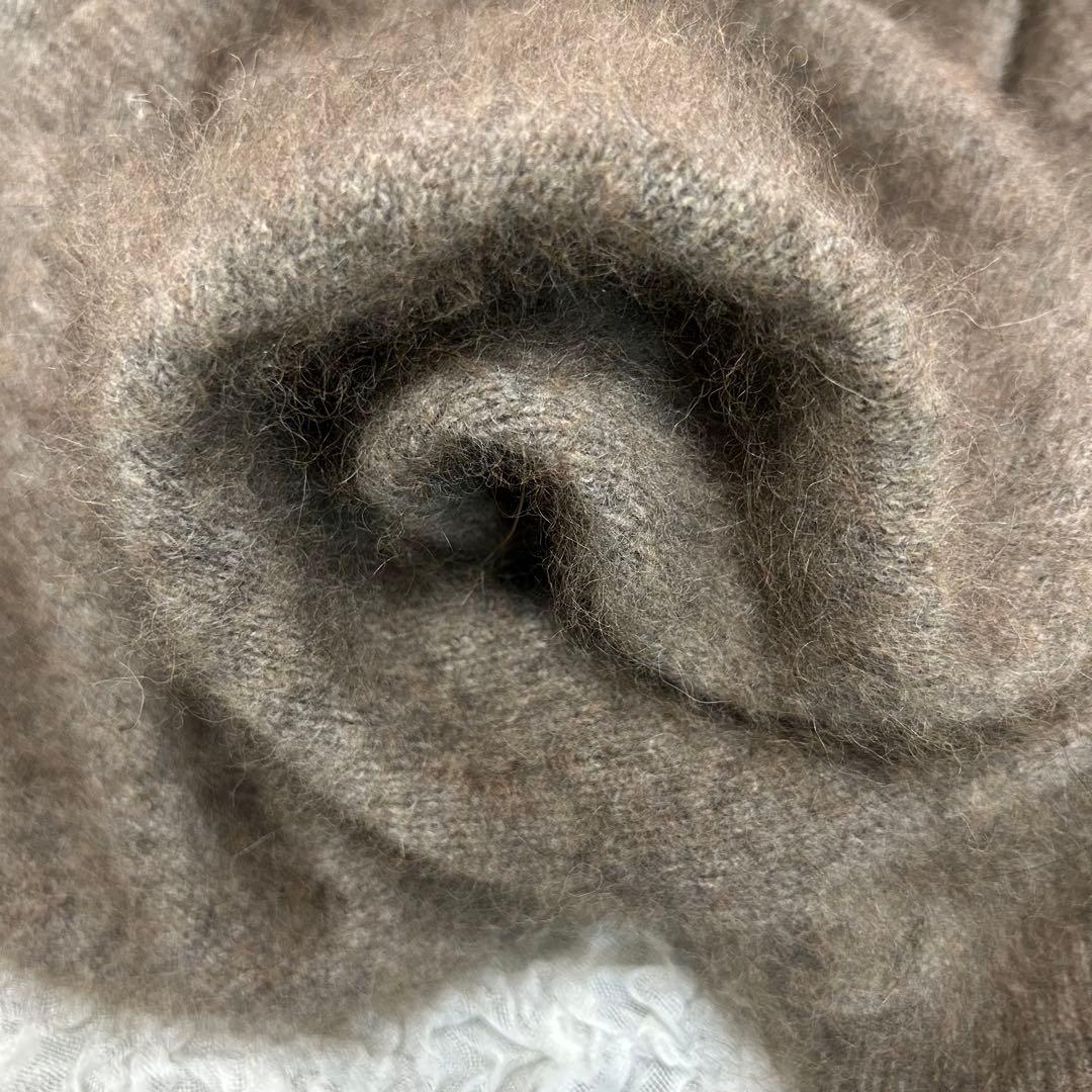 NOBLE ファーニット Vネックプルオーバー ブラウン　チャイニーズラクーン