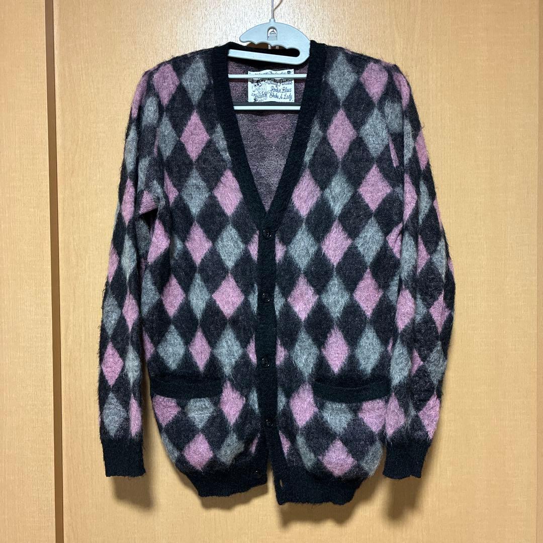 【美品】ワコマリア　Guilty Parties ダイヤモンド柄カーディガン S