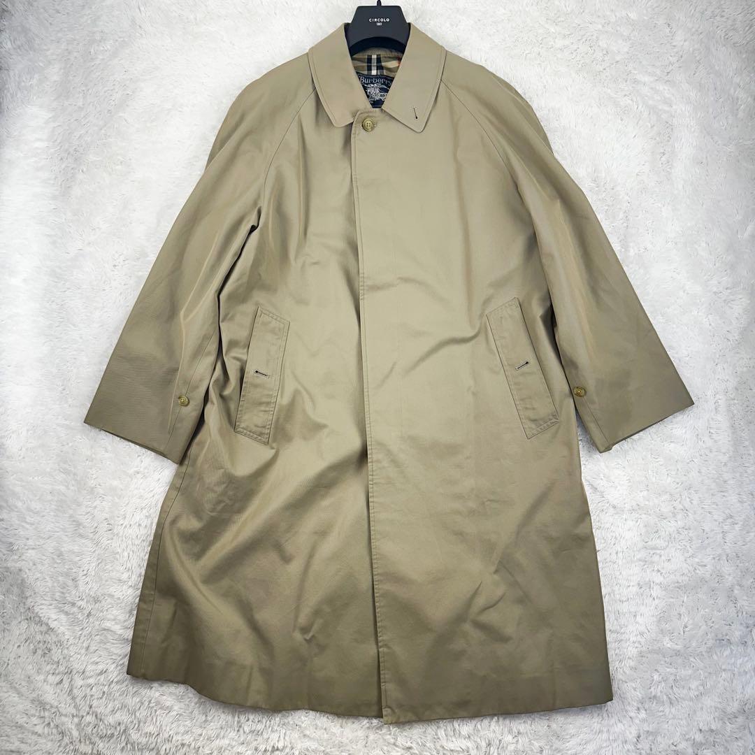 バーバリー　ノバチェック　ロングステンカラーコート チェック柄　カーキ　L