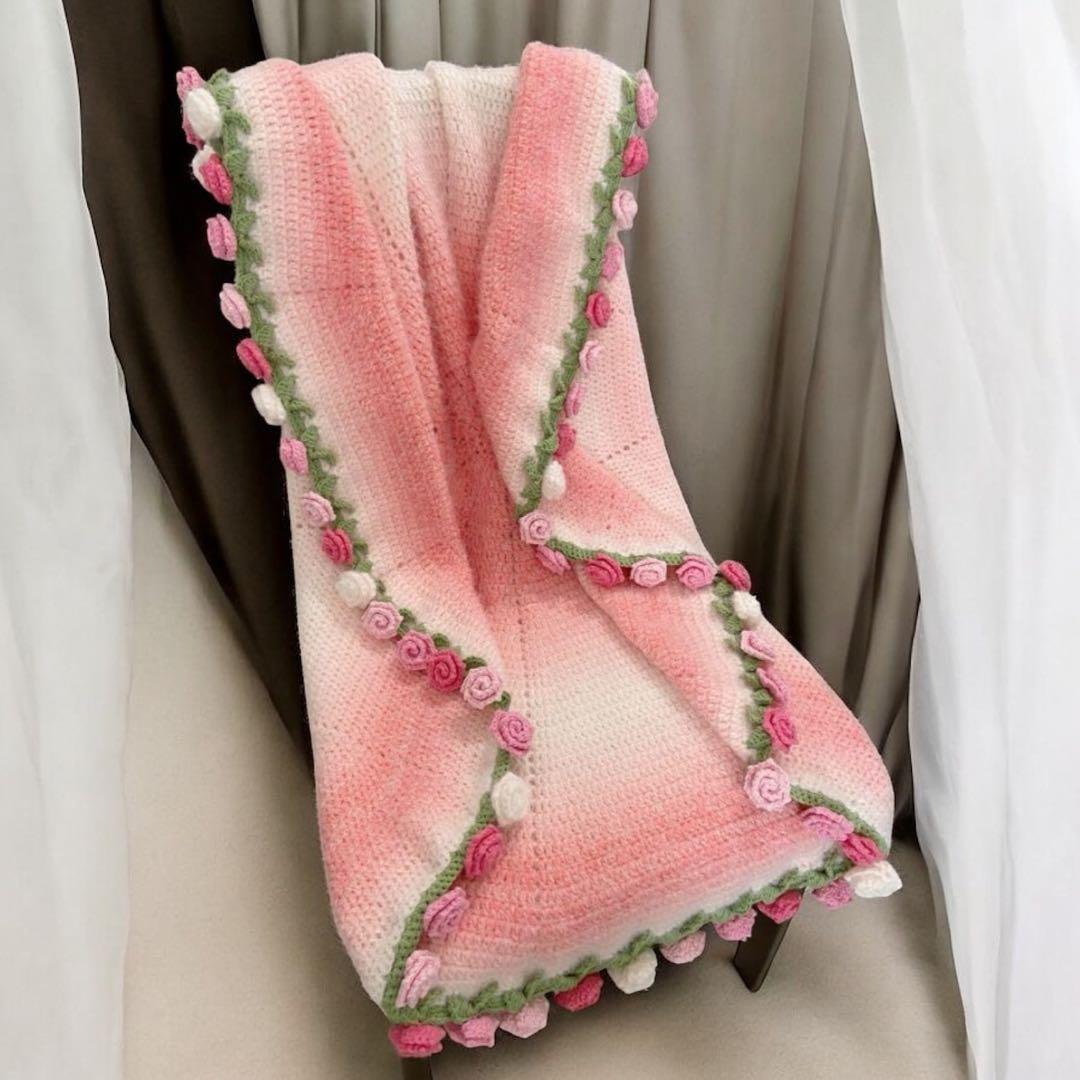 椿 花束ブランケット ローズブランケット ブーケ ブランケット ストール