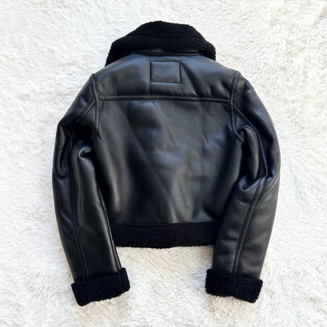 美品　ZARA ムートンジャケット B-3 ライダース レザージャケット 短丈