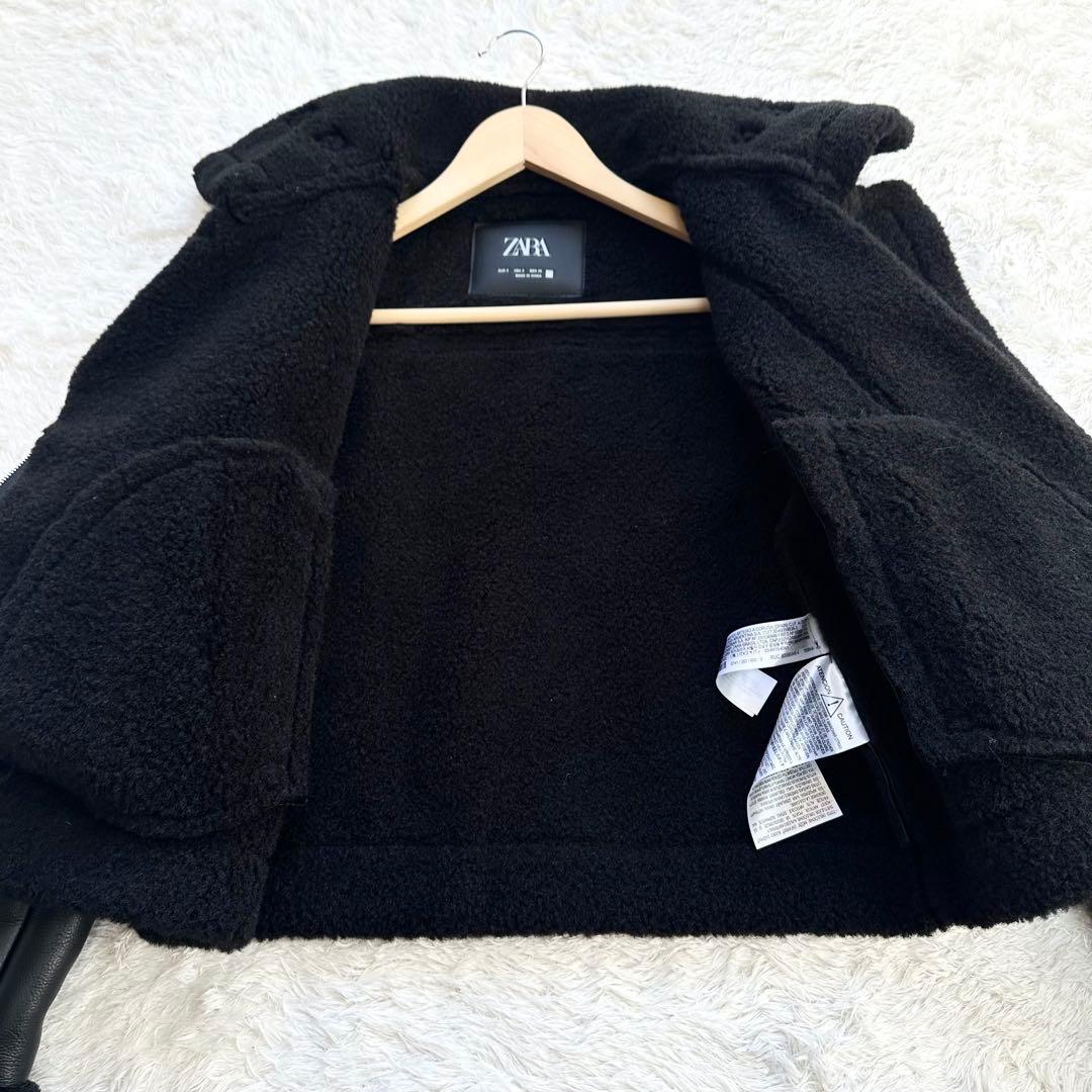 美品　ZARA ムートンジャケット B-3 ライダース レザージャケット 短丈