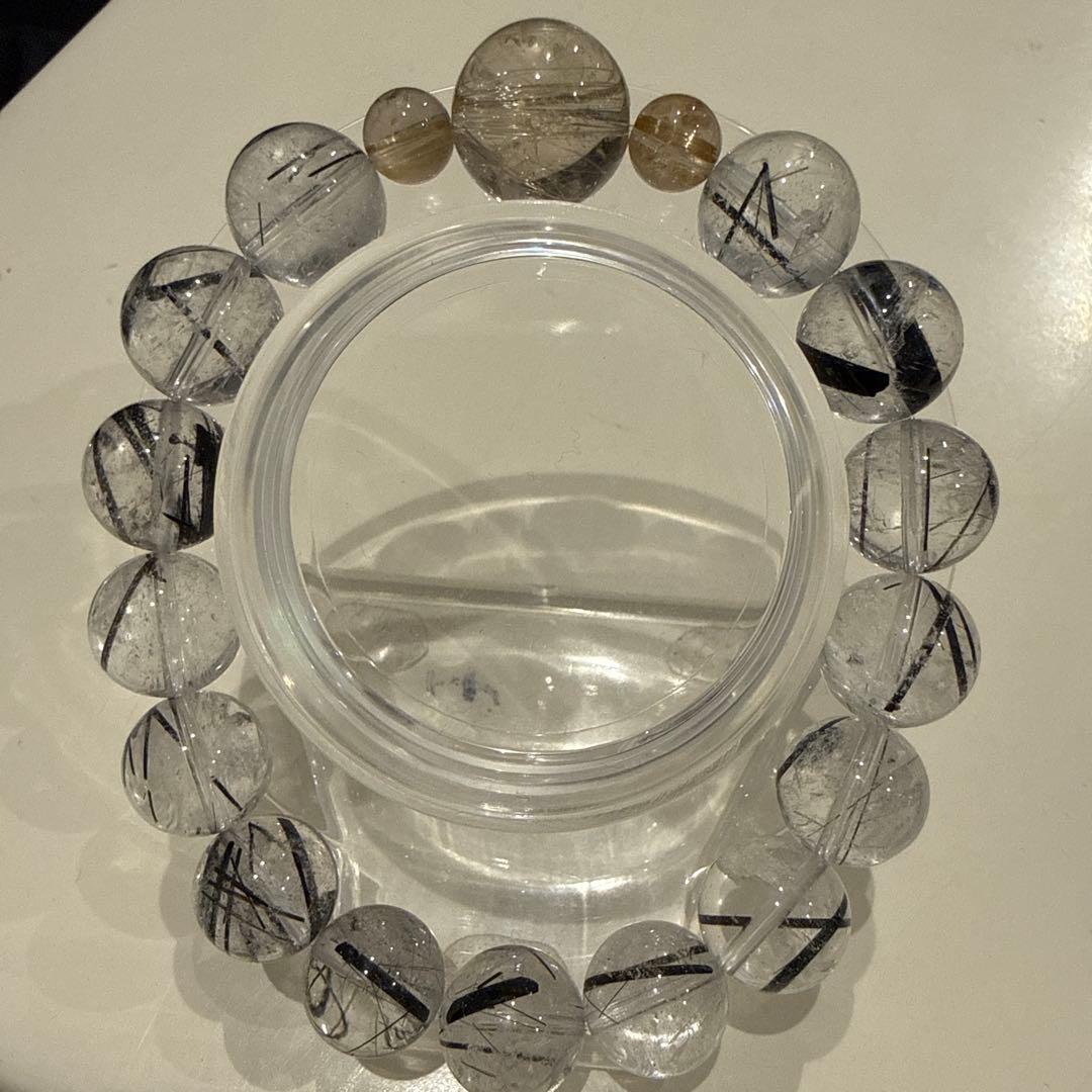 ブラックトルマリン ルチルクォーツ 天然石ブレスレット