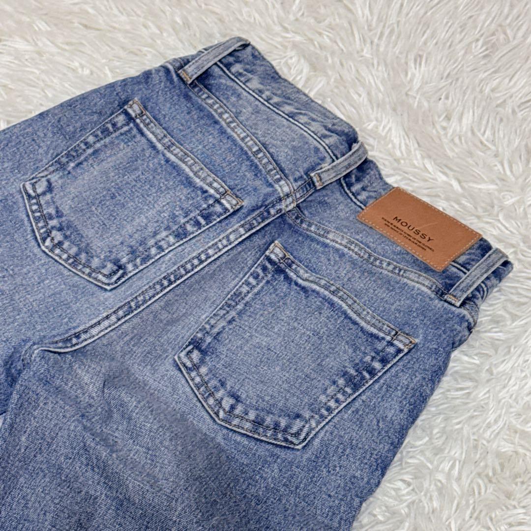 マウジー フレアデニムパンツ ストレッチ ライトブルー S