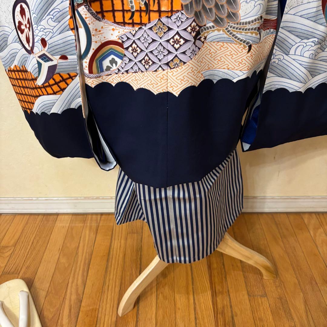 七五三 五歳‼️紺地鷹凛々しい金彩煌びやか❤️完全フルセット