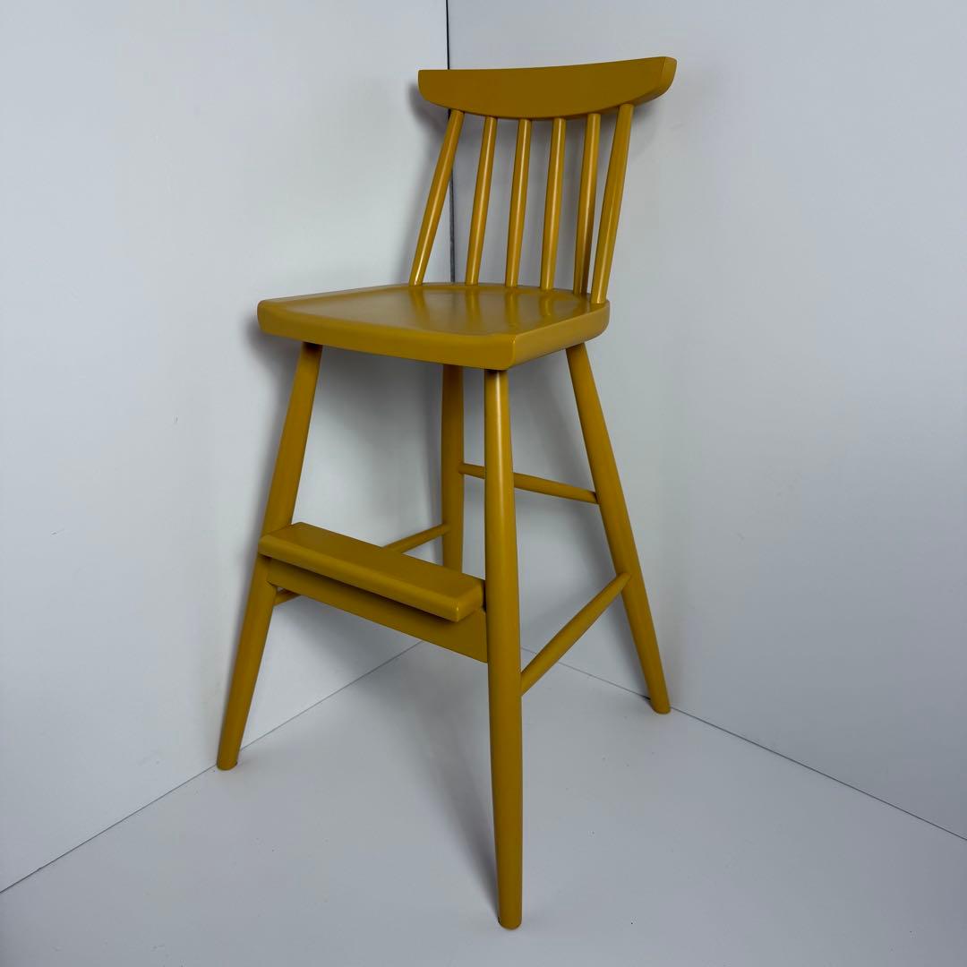 ベルメゾン　ハイチェアー　椅子　子ども　ダイニング　イエロー　ウィンザーチェア