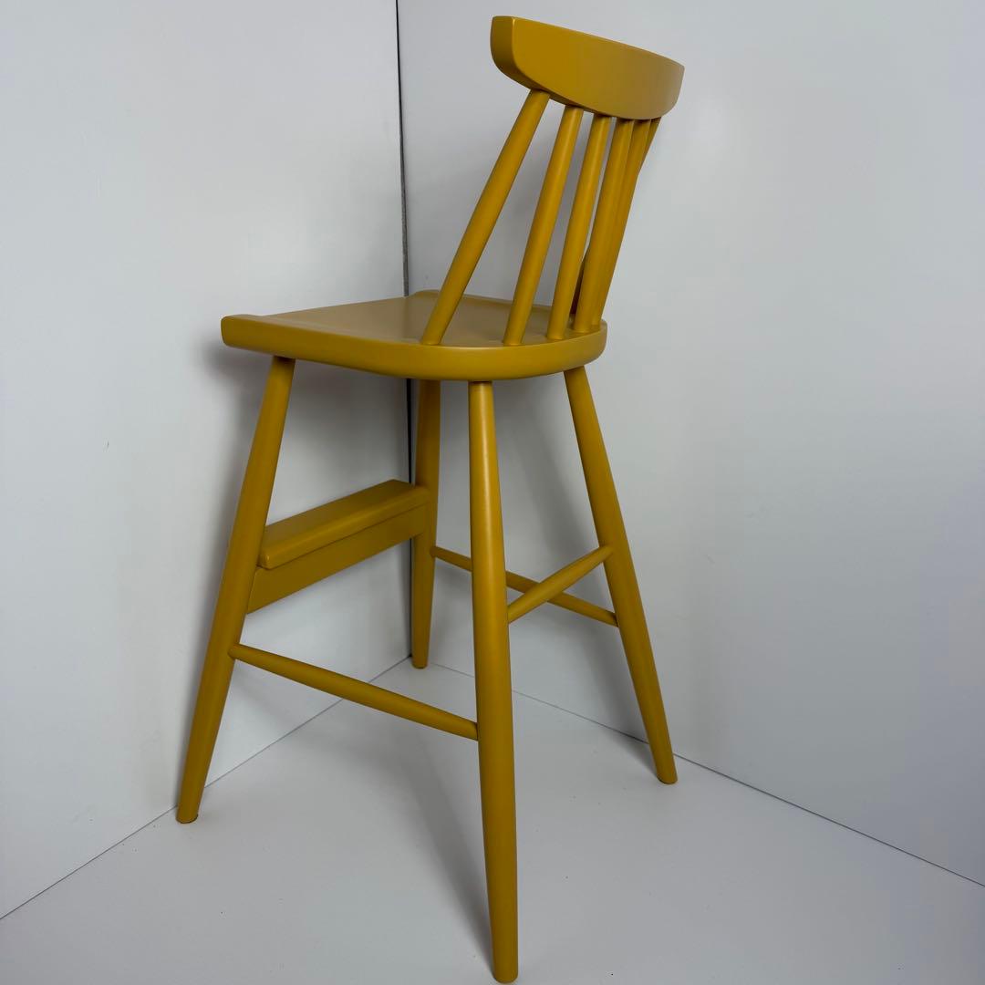 ベルメゾン　ハイチェアー　椅子　子ども　ダイニング　イエロー　ウィンザーチェア