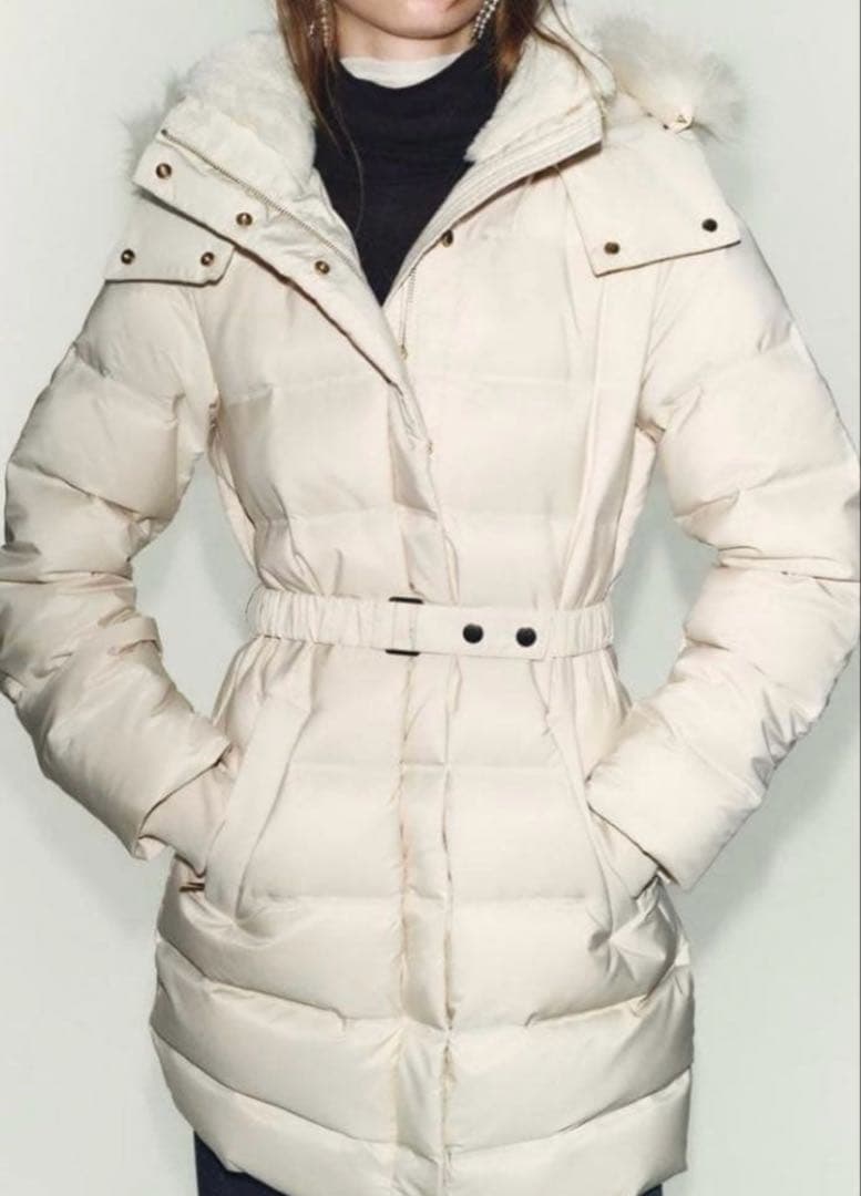 ZARAザラ WIND PROTECTION セミロング丈フードダウンジャケット