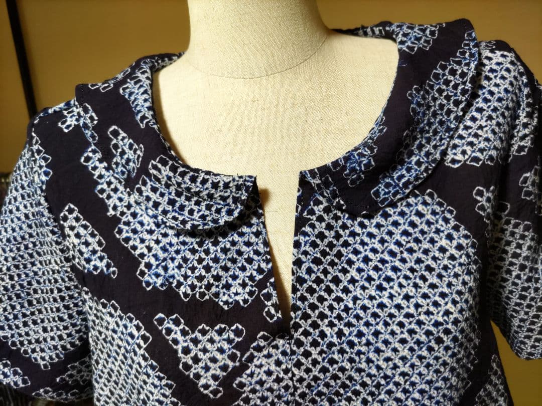 まみ　絞り浴衣からリメイク　涼しい半袖プルオーバー⑩⑤2枚組　エコ実