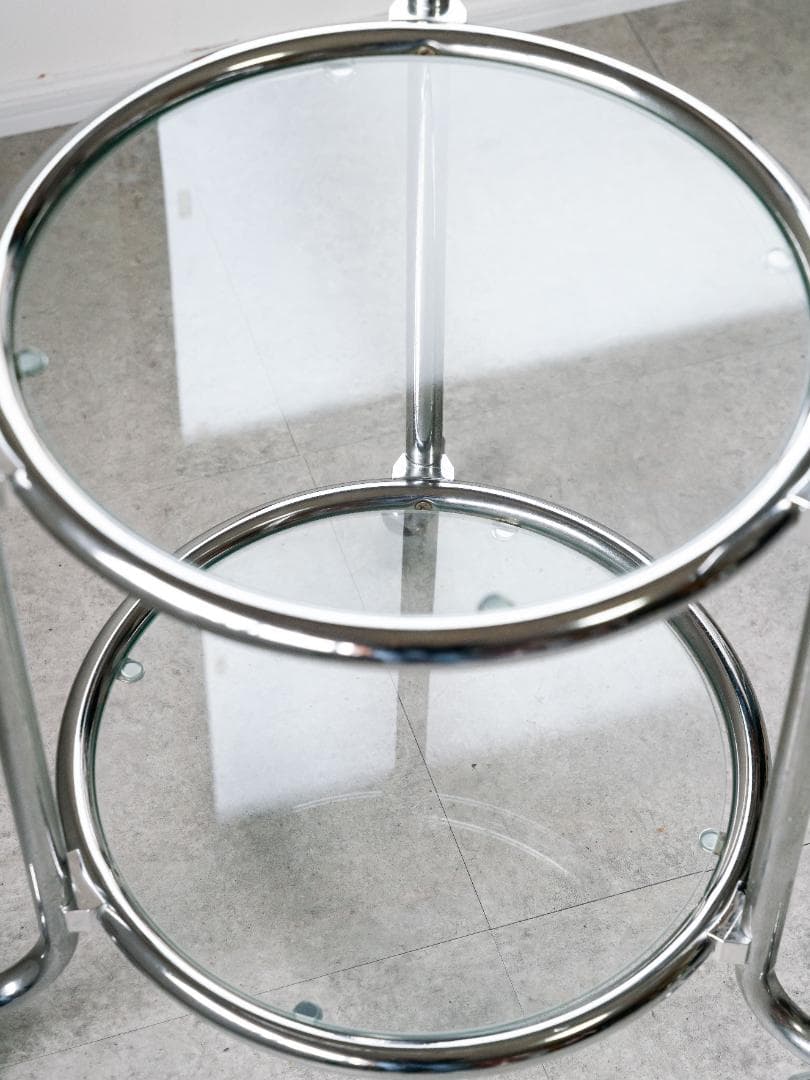 ヴィンテージ　3段 ガラスラウンドテーブル　ワゴン　ミッドセンチュリー　モダン