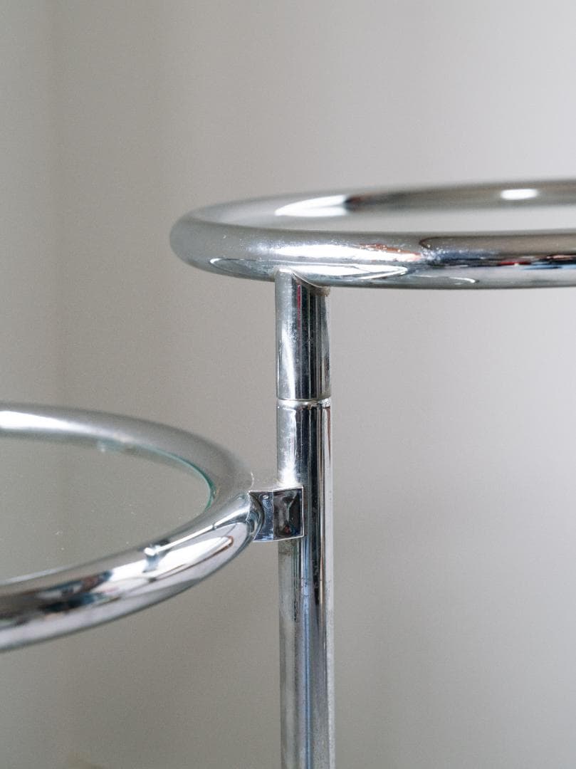 ヴィンテージ　3段 ガラスラウンドテーブル　ワゴン　ミッドセンチュリー　モダン