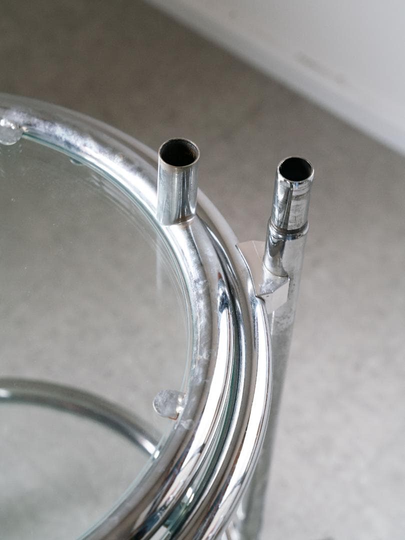 ヴィンテージ　3段 ガラスラウンドテーブル　ワゴン　ミッドセンチュリー　モダン