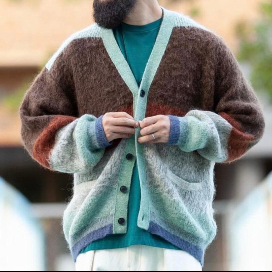 トップス 23AW YOKE MOHAIR BORDER CARDIGAN