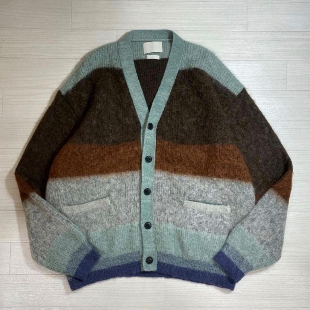 トップス 23AW YOKE MOHAIR BORDER CARDIGAN
