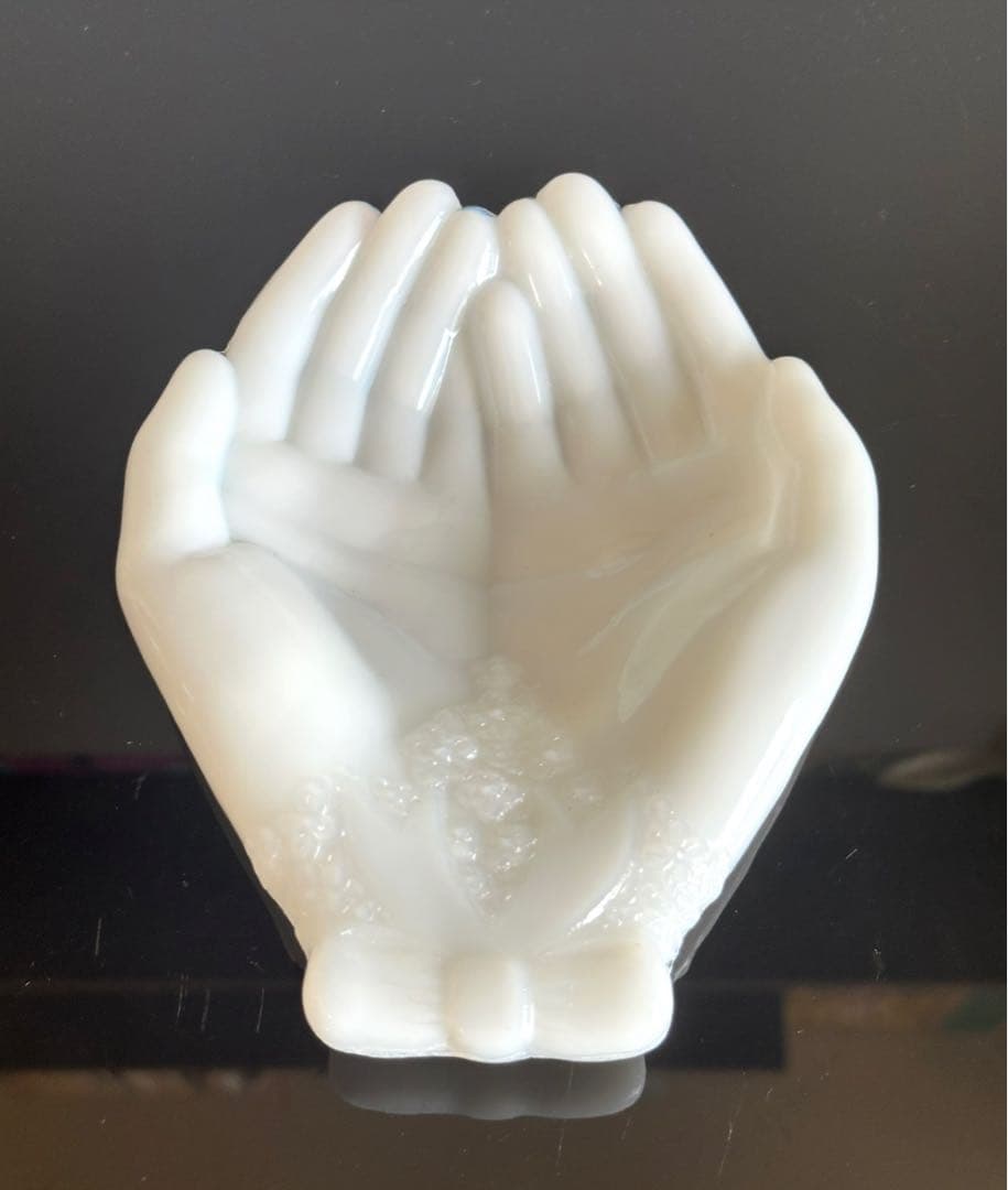 ミッドセンチュリー　ソープディッシュ　ハンドトレイ　ミルクガラス　AVON