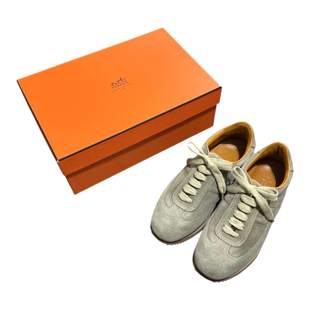 HERMES 1回着用　グレー スエード スニーカー　36