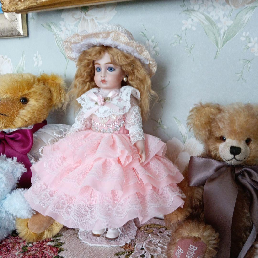 ビスクドール❤️小さな小さなブロンドモヘアのBruサークルドット❤️