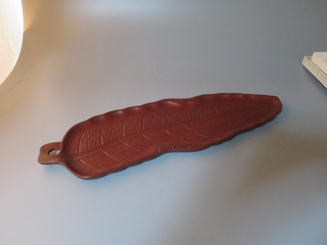 ◆400◆煎茶道具 煎盆 葉盆一文字 芭蕉葉盆(小) 花梨