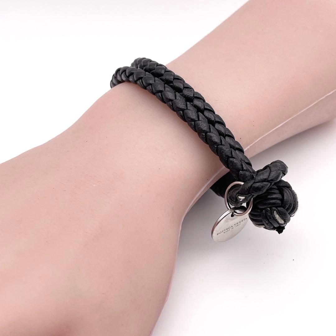 美品◎ BOTTEGA VENETA ブレスレット イントレチャート ブラック