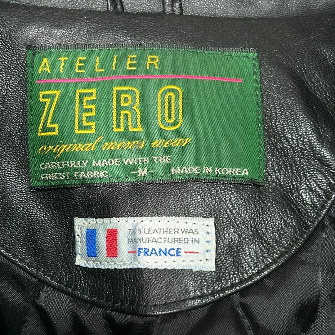 美品 フランス産 羊革 レザー カーコート ジャケット 黒 本革 肩パッドなし