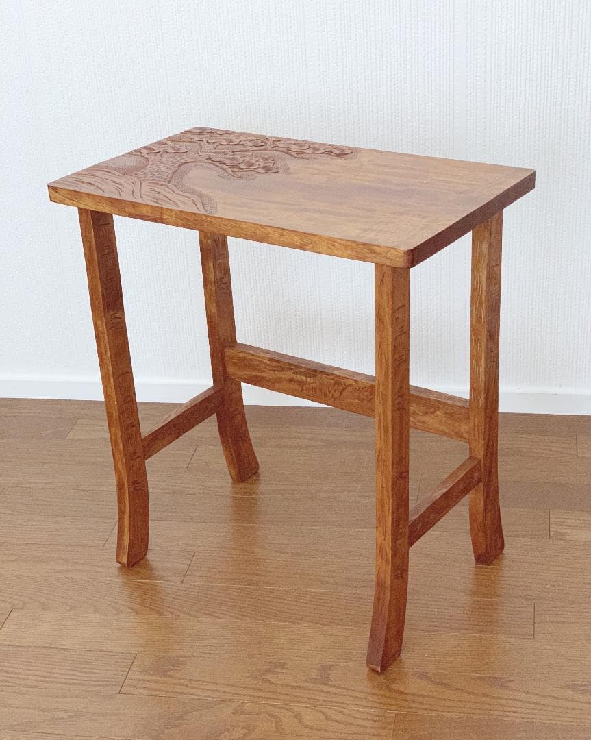 軽井沢彫り　ビンテージ　サイドテーブル　(花台、飾り台)